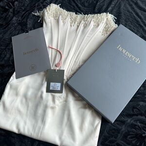 House of CB VINTAGE CREAM EMBELLISHED STRAPLESS DRESS